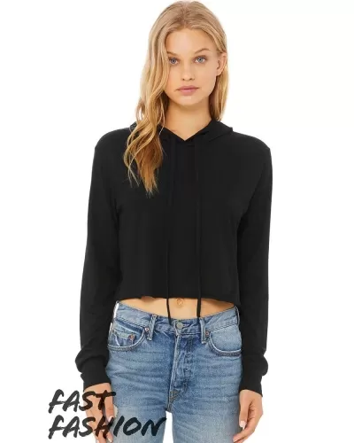 Bella + Canvas 8512 Women’s Triblend Crop LONG Sleeve Hoodie