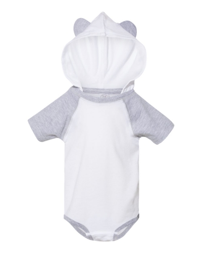 Rabbit Skins 4417 Fine Jersey Infant Short Sleeve Raglan Bodysuit with Hood & Ears