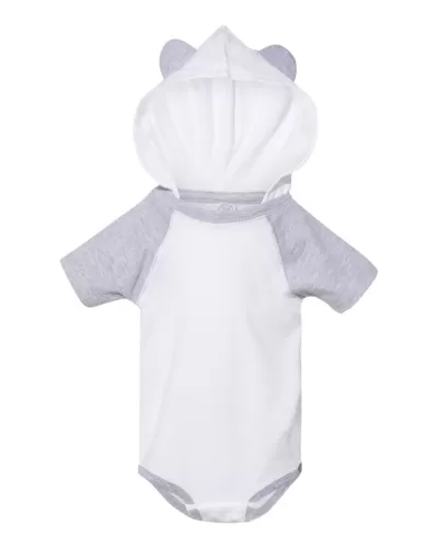 Rabbit Skins 4417 Fine Jersey Infant Short Sleeve Raglan Bodysuit with Hood & Ears