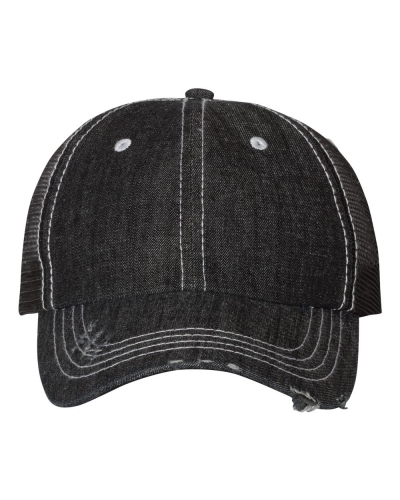 Mega Cap 6990B Herringbone Unstructured Contrast Stitch Trucker Cap