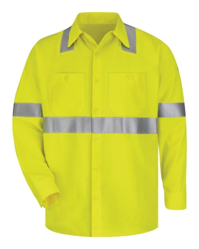 Bulwark SMW4L High Visibility Long Sleeve Work Shirt Long Sizes