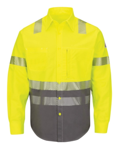 Bulwark SLB4H Hi-Visibility Color Block Uniform Shirt - EXCEL FR® ComforTouch® - 7 oz.