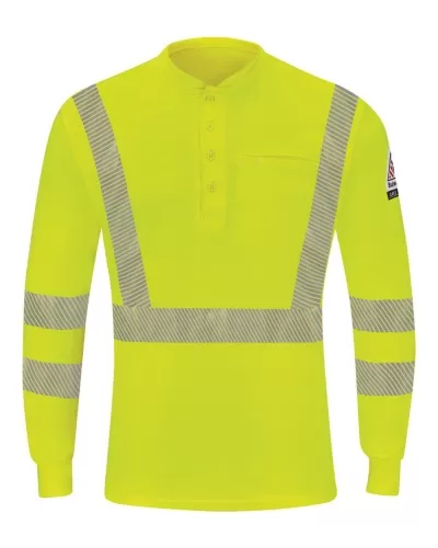 Bulwark SML4L Hi-Visibility Lightweight Long Sleeve Henley - Long Sizes