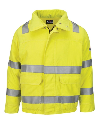 Bulwark JMJ4 Hi-Visibility Lined Bomber Jacket with Reflective Trim - CoolTouch®2