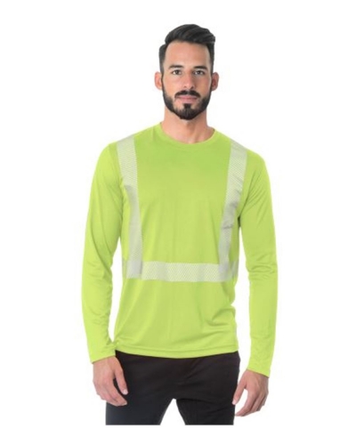 Bayside 3740 USA-Made Hi-Visibility LONG Sleeve Performance T-Shirt - Segmented Tape