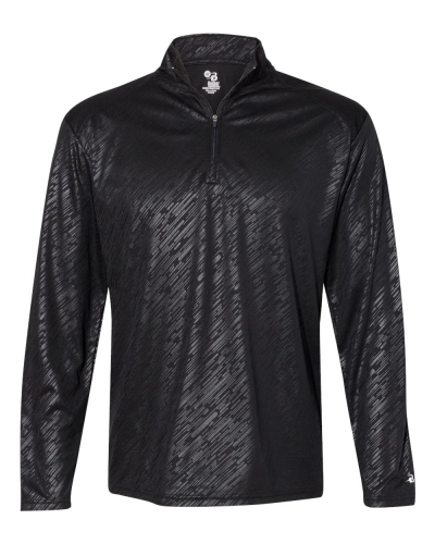 Badger 4134 Line Embossed Quarter-Zip Long Sleeve T-Shirt