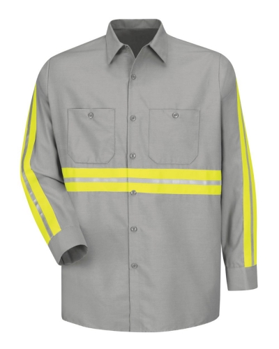 Red Kap SP14E Industrial Enhanced-Visibility Long Sleeve Work Shirt