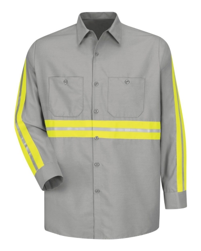 Red Kap SP14EL Long Sleeve Enhanced Visibility Industrial Work Shirt - Long Sizes