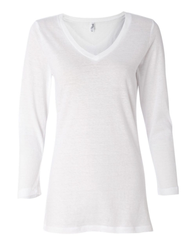 Bella + Canvas 6425 Missy Three-Quarter Sleeve Jersey V-Neck T-Shirt