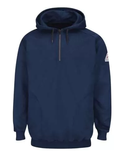 Bulwark SEH8L Pullover Hooded Fleece Sweatshirt Quarter-Zip - Long Sizes