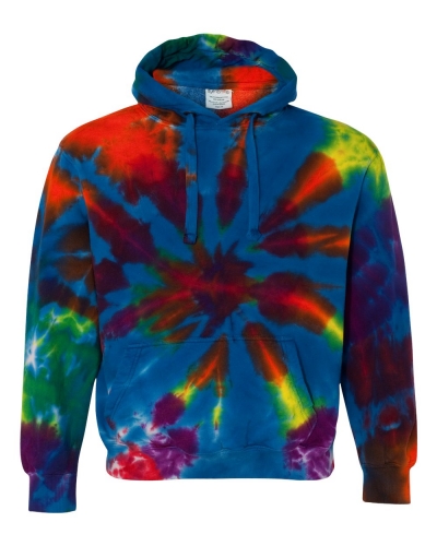 Dyenomite 854TD Multi-Color Cut-Spiral Tie-Dyed Hooded Sweatshirt