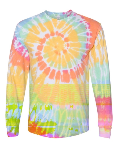 Dyenomite 240MS Multi-Color Spiral Tie-Dyed LONG Sleeve T-Shirt
