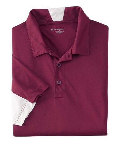 Harriton M355 Men's Side Blocked Micro-Pique Polo