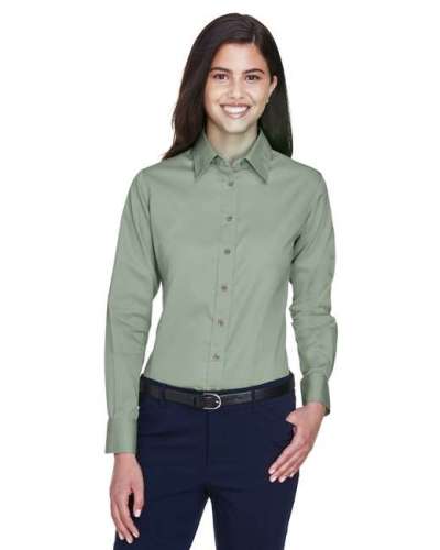 Harriton M500W Ladie's Easy Blend Twill Shirt with Stain-Release