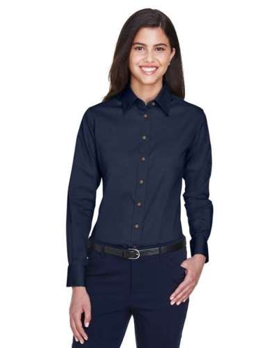 Harriton M500W Ladie's Easy Blend Twill Shirt with Stain-Release