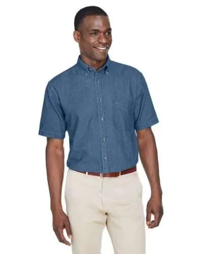 Harriton M550S Men's 6.5 oz. Short-Sleeve Denim Shirt