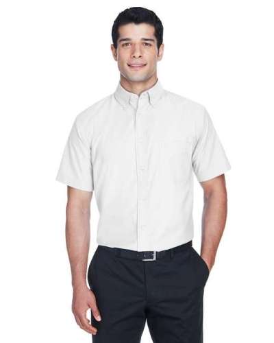 Harriton M600S Men's Short-Sleeve Oxford with Stain-Release