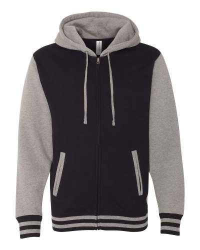 Independent Trading Co. IND45UVZ Heavyweight Varsity FULL-Zip Hooded Sweatshirt