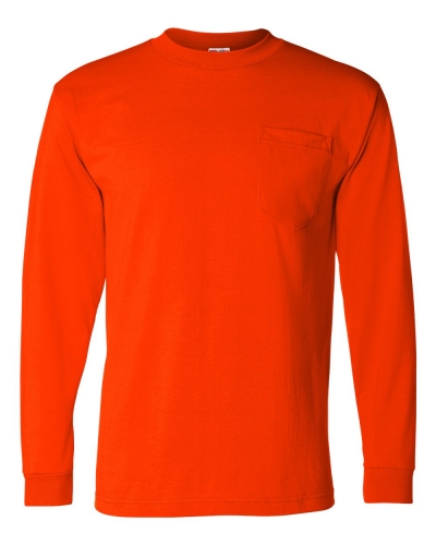 Bayside 1730 USA Made 50/50 Long Sleeve T-Shirt with a Pocket