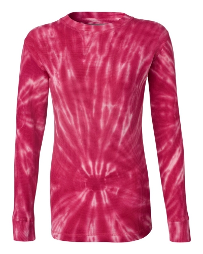 J. America 8239 Women's Hannah Long Sleeve Tie-Dyed Thermal T-Shirt