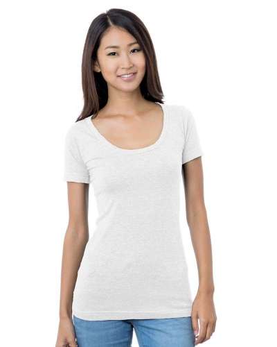 Bayside BA3405 Women's 4.2 oz., Fine Jersey Wide Scoop Neck T-Shirt