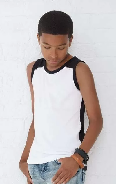 LAT 6119 Youth Contrast Back Fine Jersey Tank