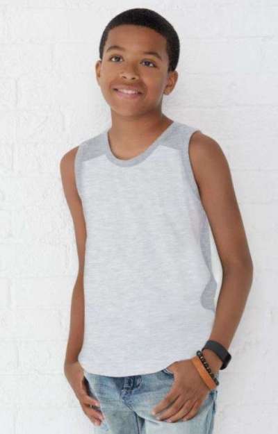 LAT 6119 Youth Contrast Back Fine Jersey Tank
