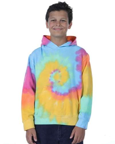 Dyenomite 854BMS Youth Multi-Color Swirl Hooded Sweatshirt