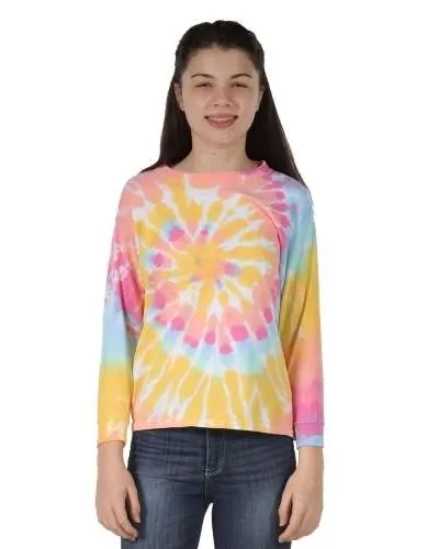 Dyenomite 24BMS Youth Multi-Color Spiral Tie-Dyed LONG Sleeve