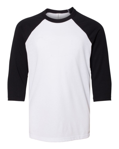 Bella + Canvas 3200Y Youth Three-Quarter Sleeve Baseball Tee