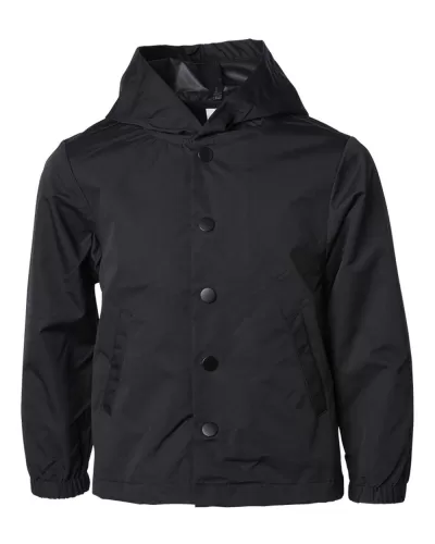 Independent Trading Co. EXP15YNB Youth Water Resistant Hooded Windbreaker Coach's Jacket