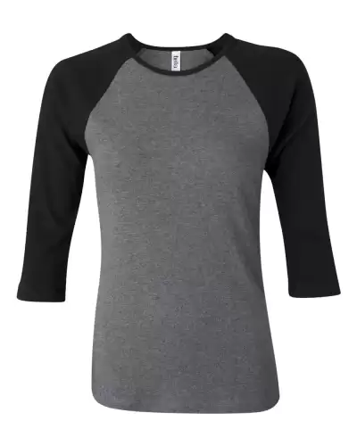 BELLA + CANVAS 2000 Women?s 1X1 Baby Rib Raglan Three-Quarter Sleeve Tee 2 Pack