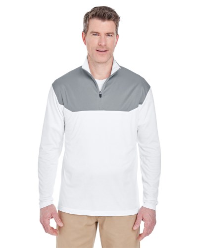 UltraClub 8233 Adult Cool & Dry Sport Colorblock Quarter-Zip Pullover
