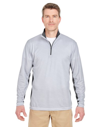 UltraClub 8237 Adult Two-Tone Keyhole Mesh Quarter-Zip Pullover