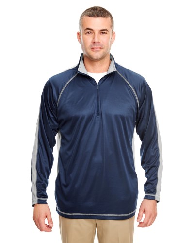 UltraClub 8398 Adult Cool & Dry Sport Quarter-Zip Pullover with Side & Sleeve Panels