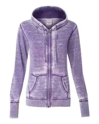 J America 8913 Women's Zen Fleece Full-Zip Hooded Sweatshirt 2 Pack