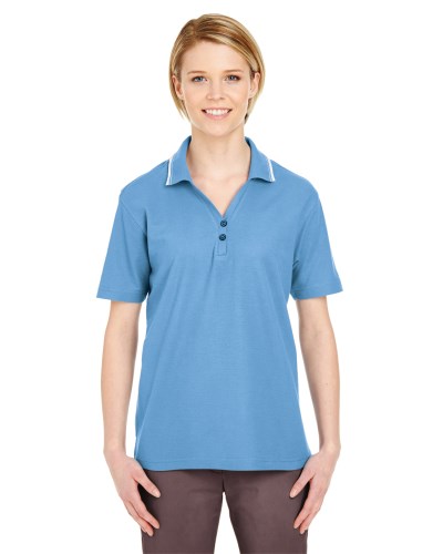 UltraClub 8546 Ladies' Short-Sleeve Whisper Piqué Polo with Tipped Collar