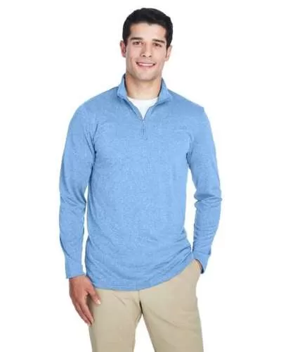 UltraClub 8618 Men's Cool & Dry Heathered Performance Quarter-Zip