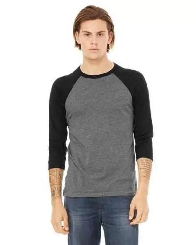 Bella + Canvas 3200 Unisex 3/4-Sleeve Baseball T-Shirt
