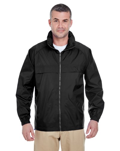 UltraClub 8929 Adult Full-Zip Hooded Pack-Away Jacket