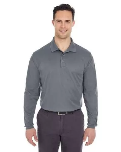 UltraClub 8210LS Adult Cool & Dry Long-Sleeve Mesh Piqué Polo