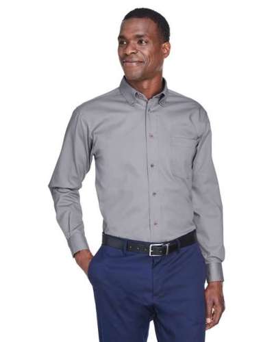 Harriton M500T Men's Tall Easy Blend Twill Shirt with Stain-Release
