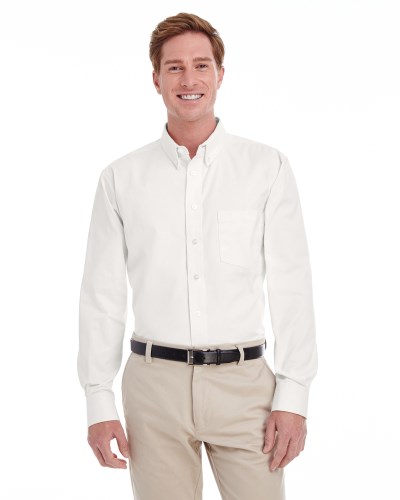 Harriton M581T Men's Tall Foundation 100% Cotton Long-Sleeve Twill Shirt with Teflon