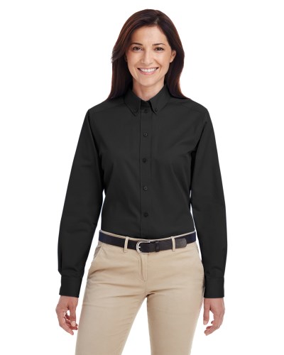 Harriton M581W Ladies' Foundation 100% Cotton Long-Sleeve Twill Shirt with Teflon