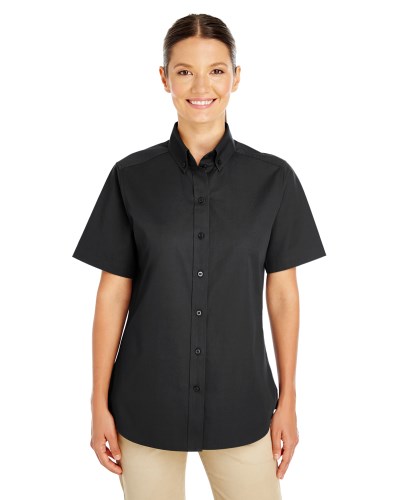 Harriton M582W Ladies' Foundation 100% Cotton Short-Sleeve Twill Shirt Teflon