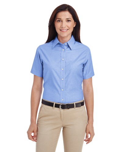 Harriton M600SW Ladies' Short-Sleeve Oxford with Stain-Release