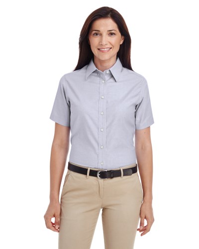 Harriton M600SW Ladies' Short-Sleeve Oxford with Stain-Release