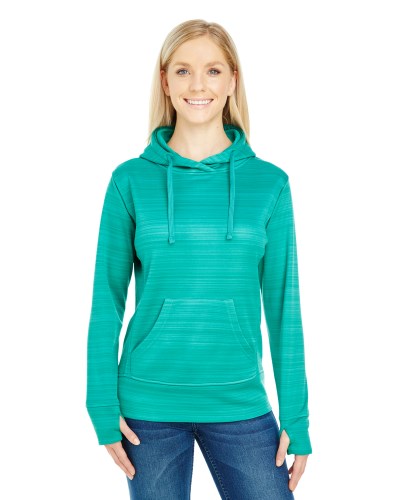 J America JA8662 Ladies' Odyssey Striped Poly Fleece Lapover Hood