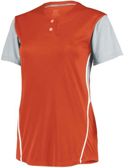 Russell Athletic 7R6X2X Ladies Performance Two-Button Color Block Jersey