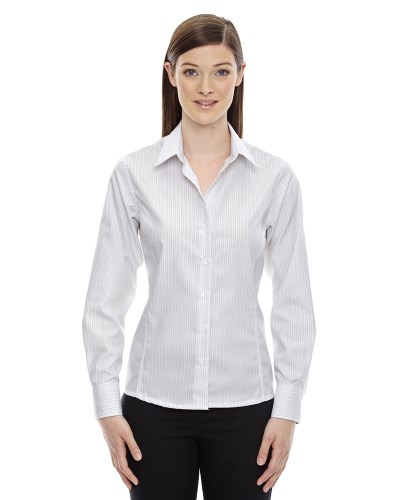 Ash City - North End 78674 Ladies' Boardwalk Wrinkle-Free Two-Ply 80's Cotton Striped Tape Shirt